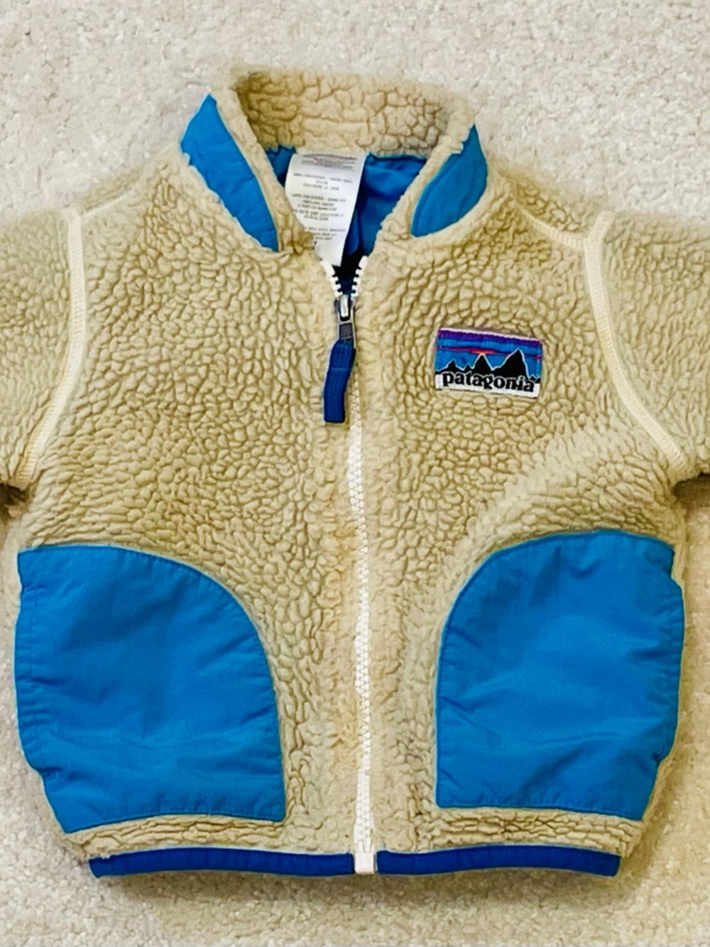 Patagonia Baby 18M Jacket in Cream and Turquoise
